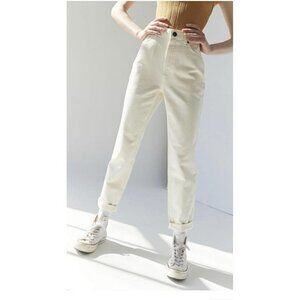 Urban Outfitters BDG High-Rise Mom Jeans in Ecru Distressed Women's Sz 26